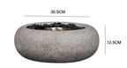 Gaia Tabletop Fireplace - Concrete fire pit with dimensions labeled on a white background