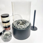 black basalt pebbles 8-15mm in the helios tabletop fireplace