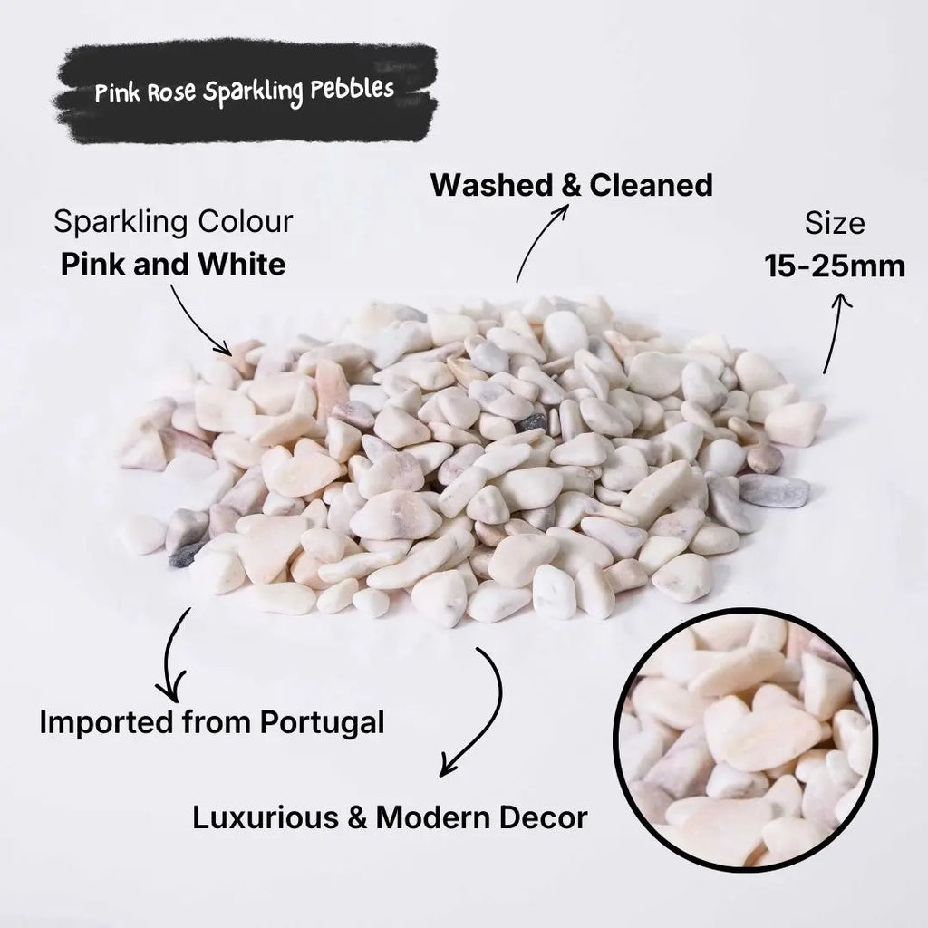 Decorative Stones | Pink Rose Sparkling Pebbles 15/25mm